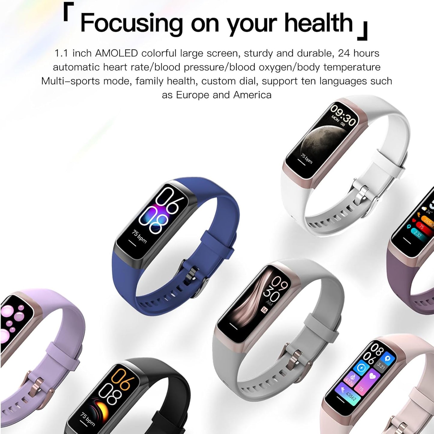 Stay Fit and Stylish! 💪✨ Check out our sleek AMOLED Health & Fitness Tracker for both men and women! With 25 sports modes, heart rate & blood pressure monitoring, and more! 🏃♂️⏱️ #FitnessGoals #HealthTracker