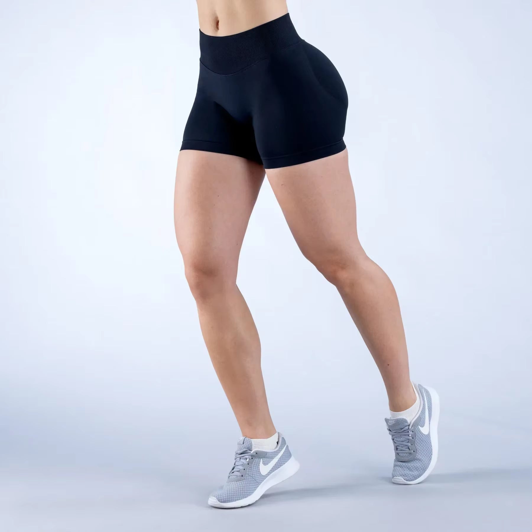 Summer High Waisted Yoga Shorts Fashionable and Sexy Running Fitness Pants Solid Color Yoga Leggings Customizable Labels